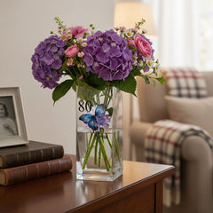 Personalised 80th Birthday Flower Vase Gift Present With Butterfly Personalised Flower Vase ukgiftstoreonline