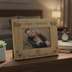 Happy 10th Anniversary Wooden Photo Frame Gift Anniversary Photo Frame ukgiftstoreonline