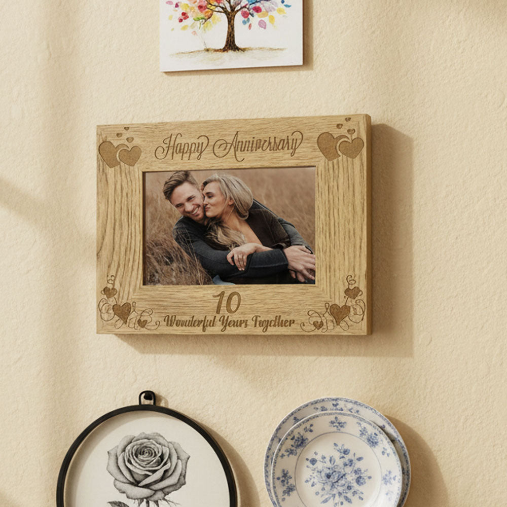 Happy 10th Anniversary Wooden Photo Frame Gift Anniversary Photo Frame ukgiftstoreonline