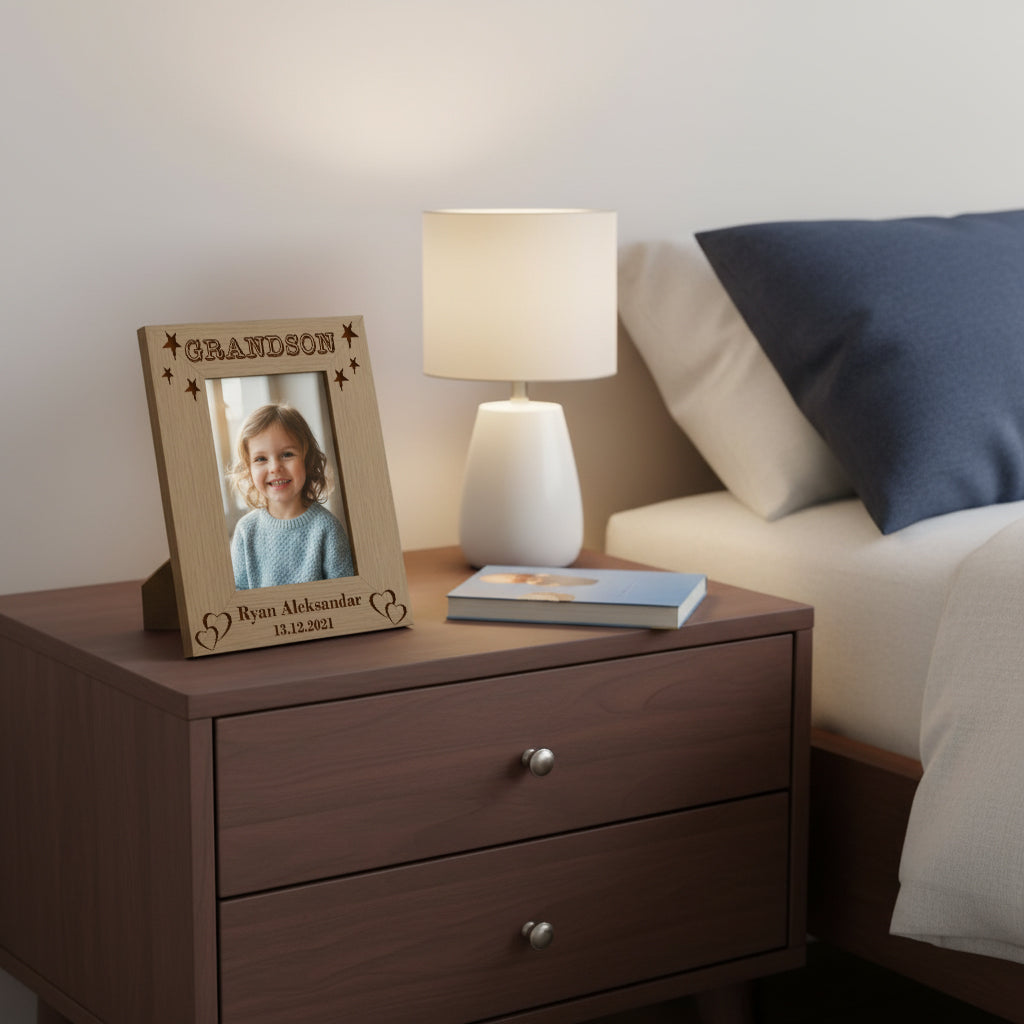 Personalised Grandson Portrait Wooden Photo Frame Gift Grandson Photo Frame ukgiftstoreonline
