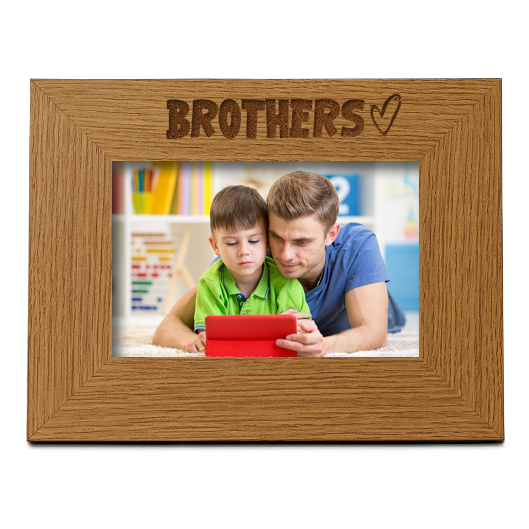 Oak Brothers Picture Photo Frame Heart Gift Landscape Brother Photo Frame ukgiftstoreonline