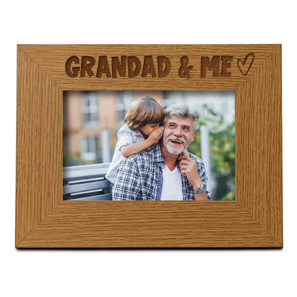 Oak Grandad and Me Picture Photo Frame Heart Gift Landscape Photo Frame ukgiftstoreonline