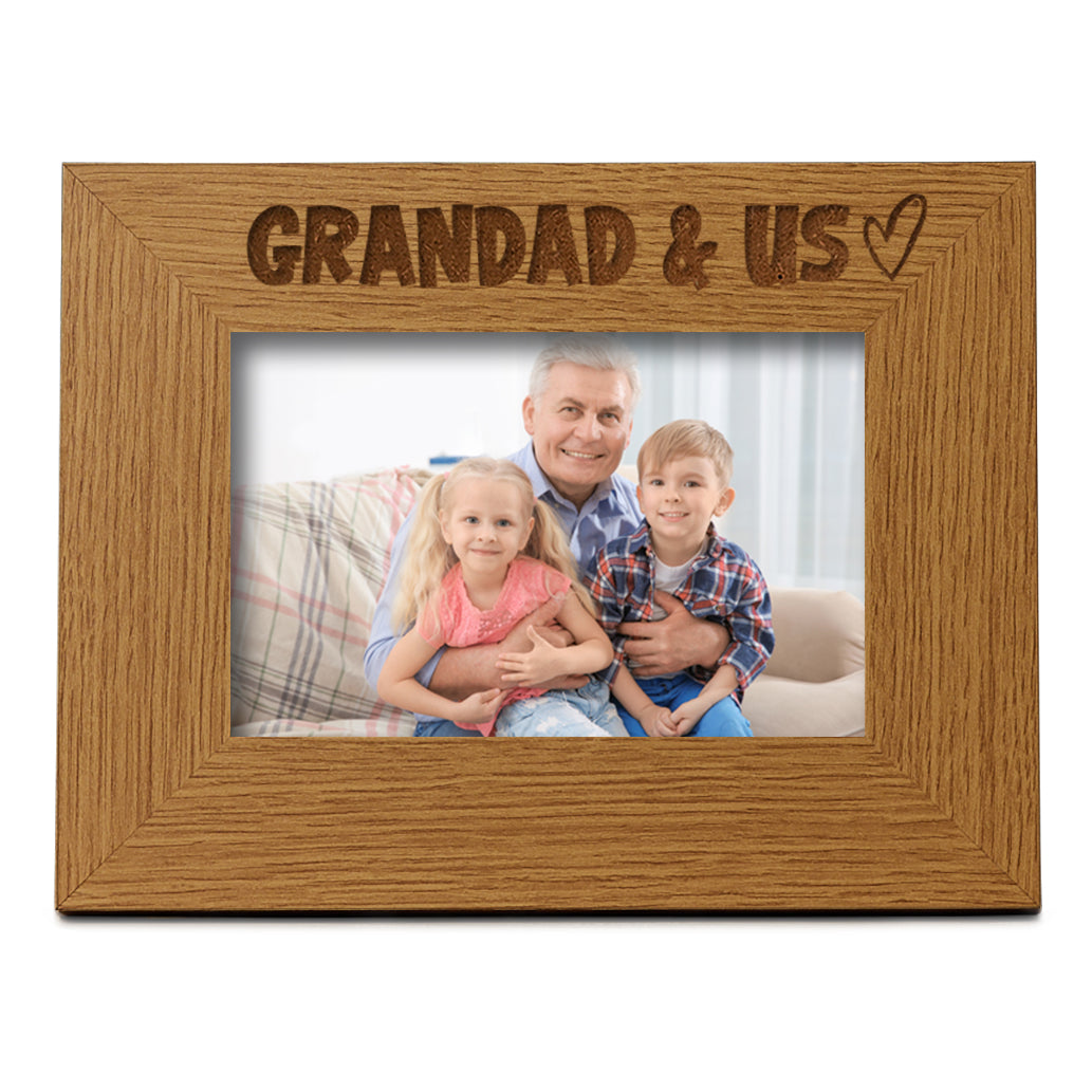Oak Grandad and Us Picture Photo Frame Heart Gift Landscape Photo Frame ukgiftstoreonline