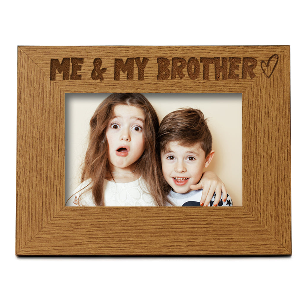 Oak Me and My Brother Picture Photo Frame Heart Gift Landscape Photo Frame ukgiftstoreonline