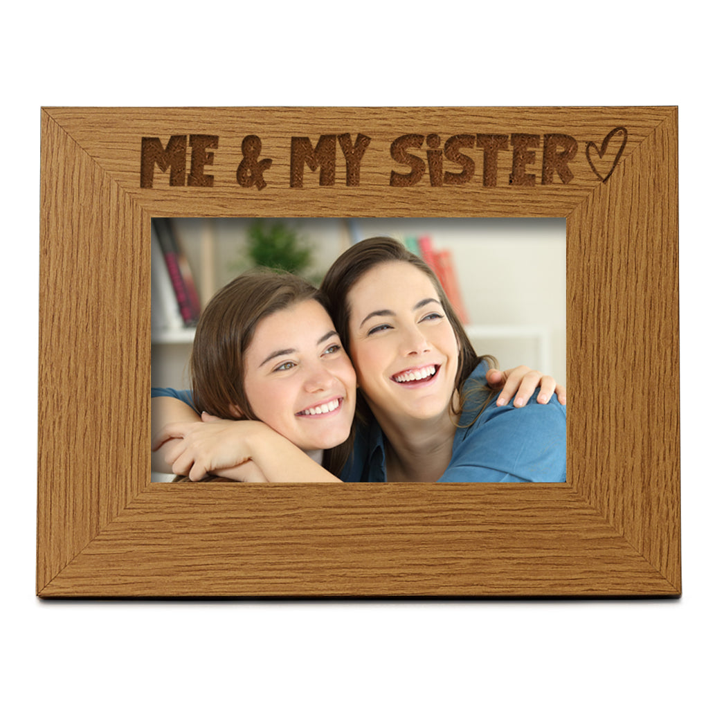 Oak Me and My Sister Picture Photo Frame Heart Gift Landscape Photo Frame ukgiftstoreonline