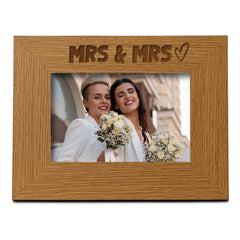 Oak Wedding Day Mrs and Mrs Picture Photo Frame Heart Gift Landscape