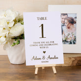 Personalised Table Décor Gold Wedding Table Number Wedding Print Sign