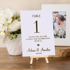 Personalised Table Décor Gold Wedding Table Number Wedding Print Sign