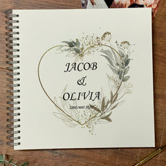 Large Wedding Photo Album Scrapbook Guest Book Boxed Silver Green Heart