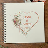 Large Wedding Photo Album Scrapbook Guest Book Boxed Rose Gold Floral Heart