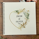 Large Wedding Photo Album Scrapbook Guest Book Boxed Gold Green Leaf Heart