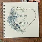 Extra Large Wedding Photo Album Scrapbook Guest Book Boxed Blue Palm Heart