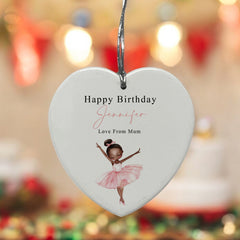 Large Ceramic Heart Gift Personalised Birthday With Black Ballerina