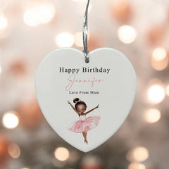 Large Ceramic Heart Gift Personalised Birthday With Black Ballerina