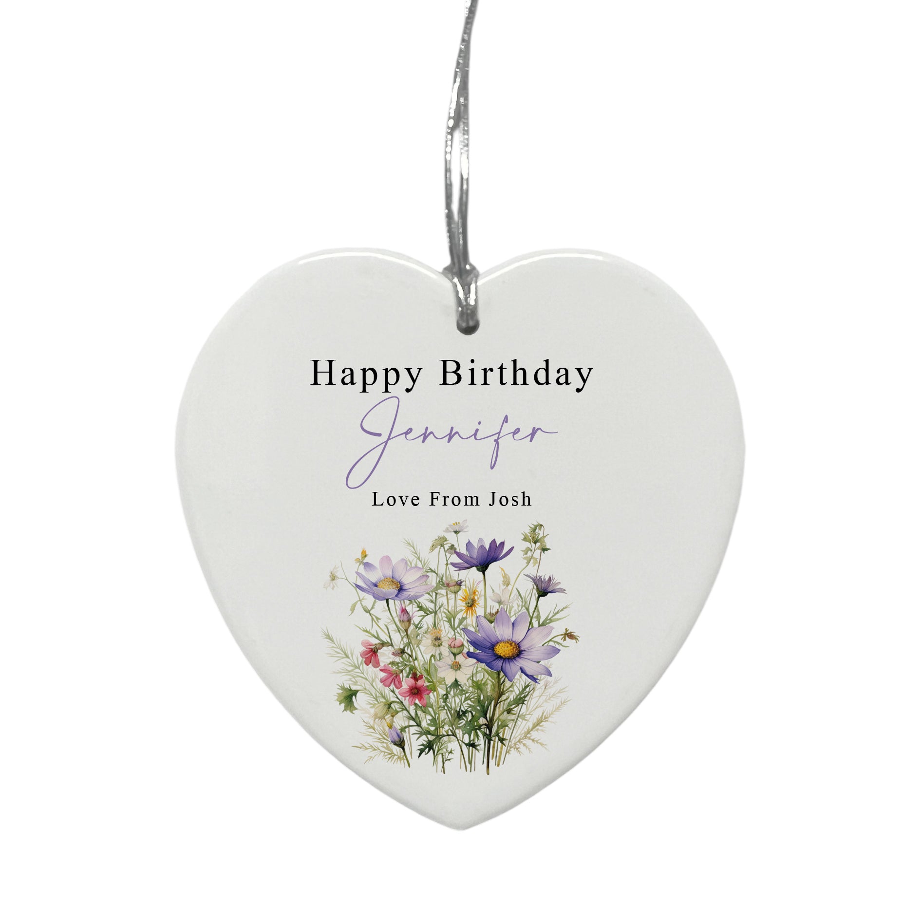 Large Ceramic Heart Gift Personalised Birthday With Flowers Personalised Heart Gifts ukgiftstoreonline