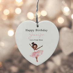 Large Ceramic Heart Gift Personalised Birthday With Black Ballerina