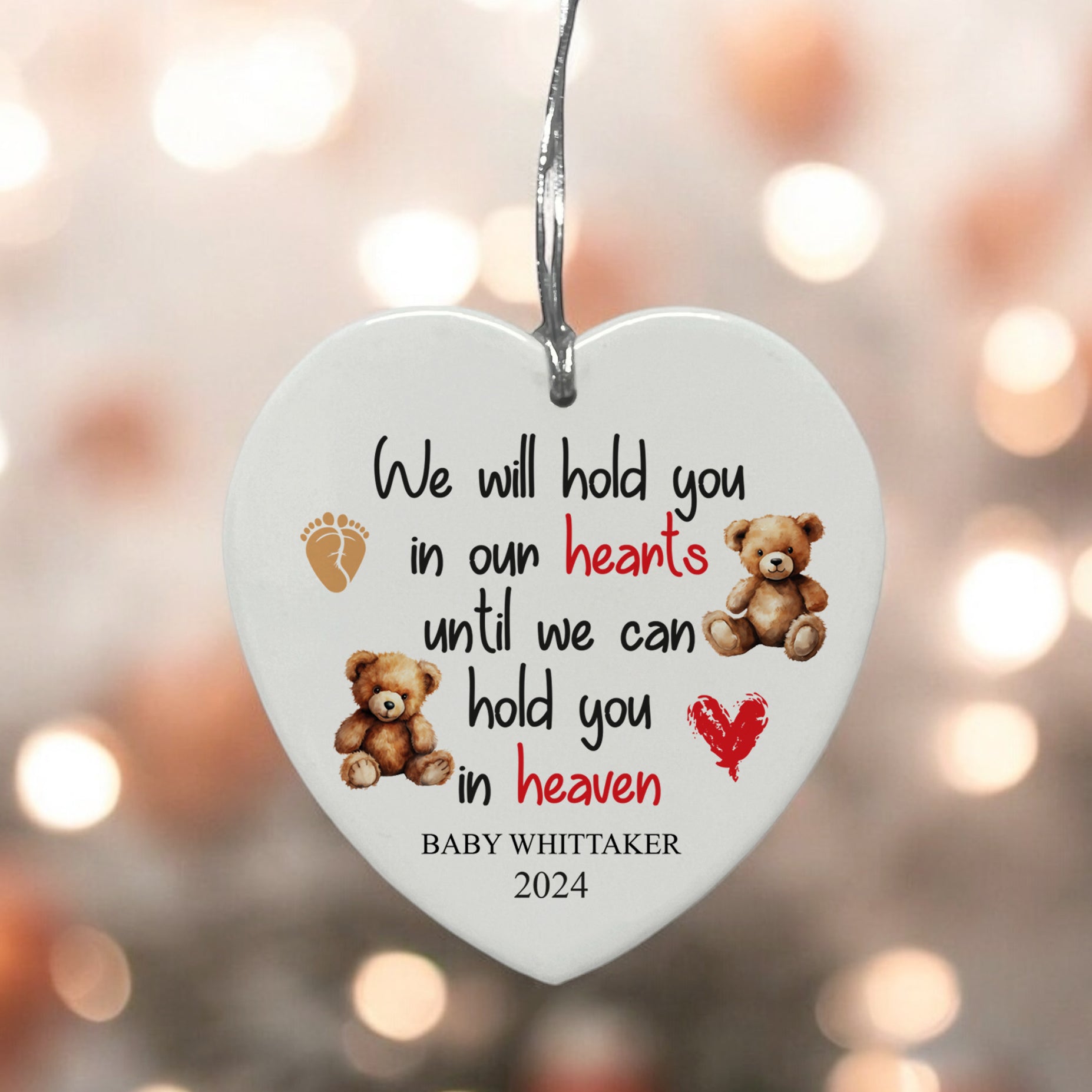 Personalised Miscarriage Memorial Ornament Hold You In Heaven Personalised Heart Gifts ukgiftstoreonline