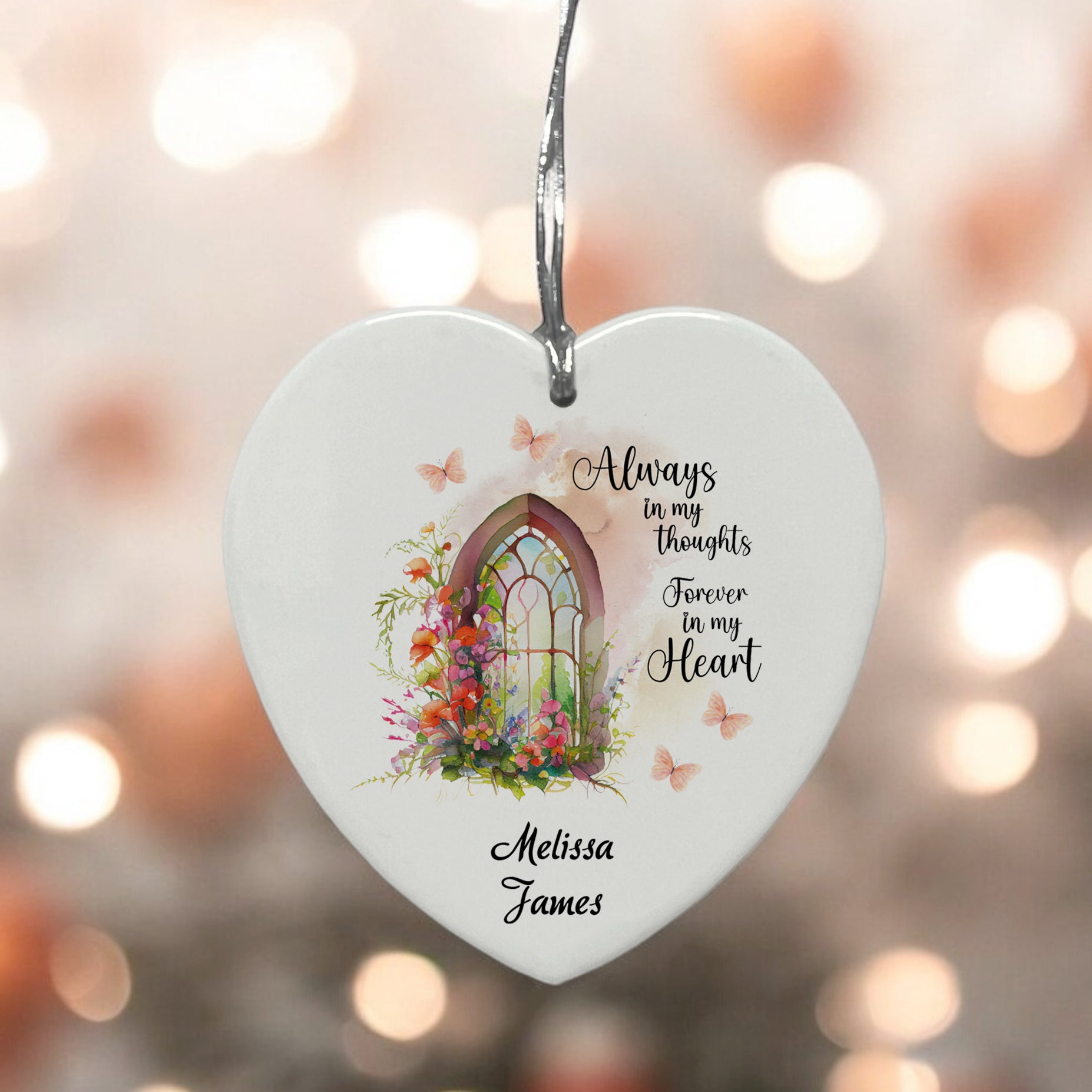 Sympathy Bereavement Condolences Ceramic Heart Always In My Thoughts Personalised Heart Gifts ukgiftstoreonline