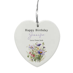 Large Ceramic Heart Gift Personalised Birthday With Flowers Personalised Heart Gifts ukgiftstoreonline