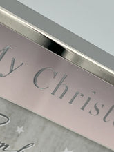 Personalised Christening Day Silver Photo Frame Pink Mount