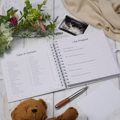 Personalised Pregnancy Journal and First Year Record Book Teddy Themed