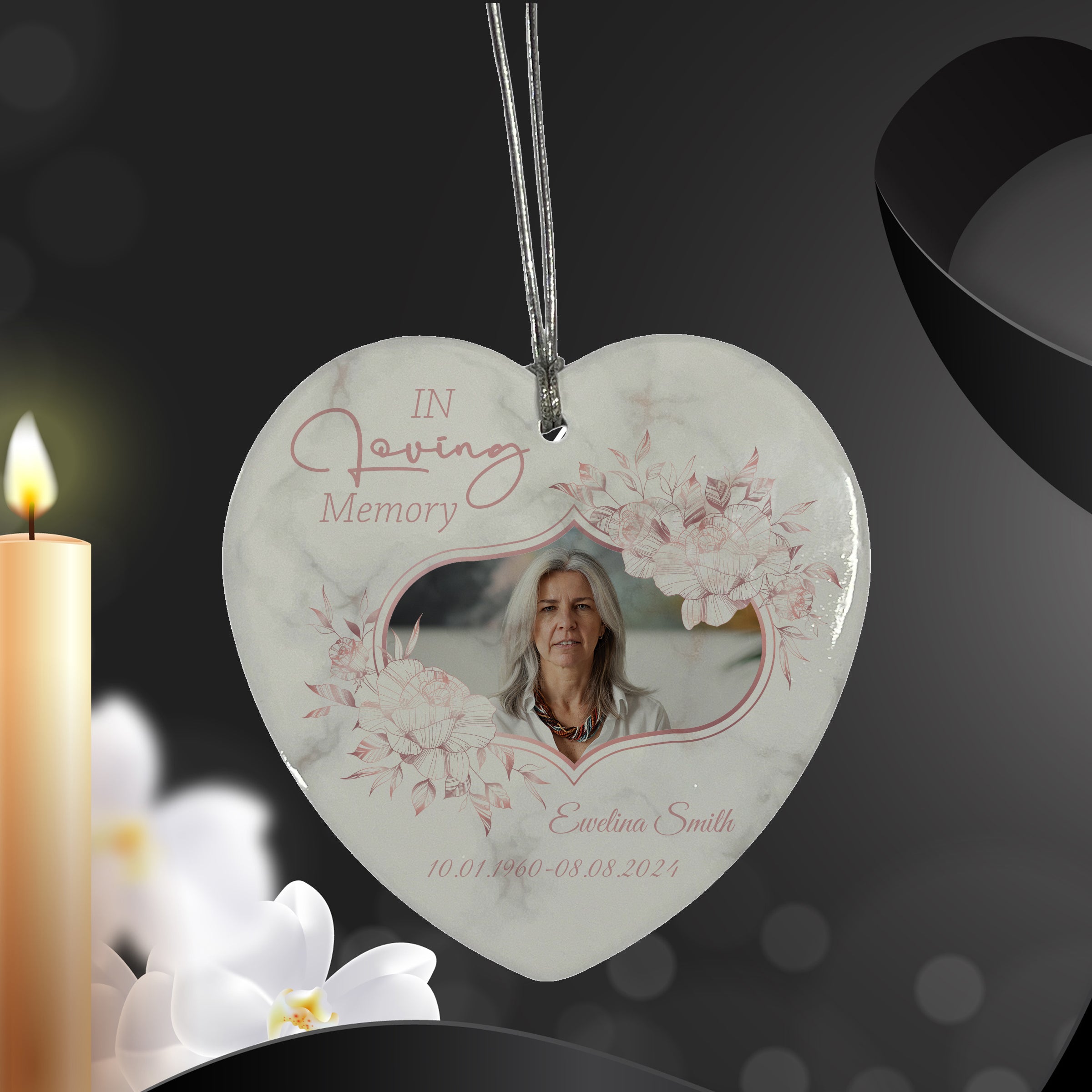 Large Hanging Ceramic Rose Gold Heart Condolence Memorial Sympathy Gift Personalised Heart Gifts ukgiftstoreonline