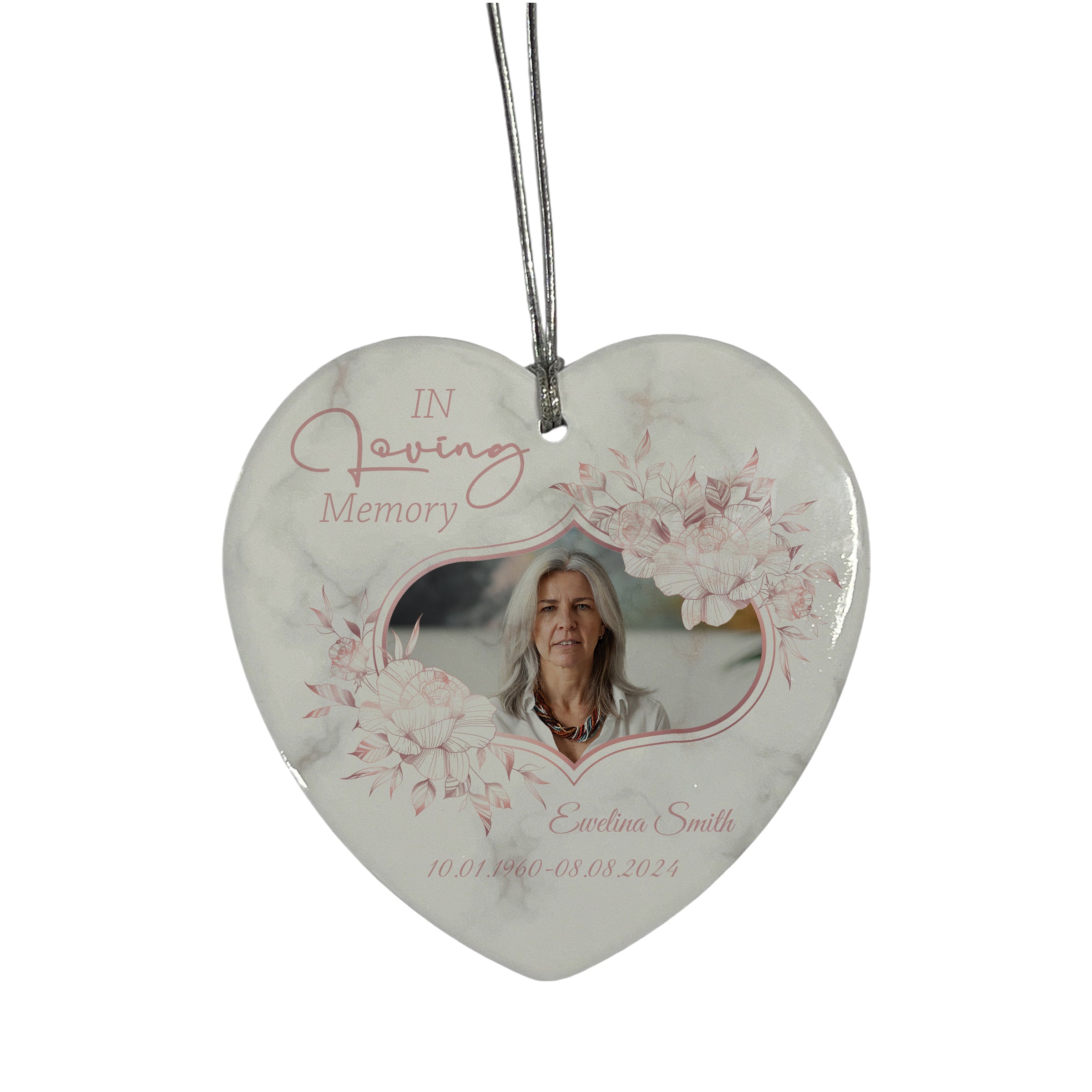 Large Hanging Ceramic Rose Gold Heart Condolence Memorial Sympathy Gift Personalised Heart Gifts ukgiftstoreonline