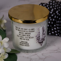 Personalised Sympathy Condolence Bereavement Memorial Gift Remembrance Candle With Sketch