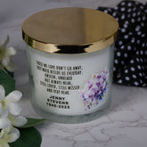 Personalised Sympathy Condolence Bereavement Memorial Gift Remembrance Candle With Flowers