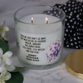 Personalised Sympathy Condolence Bereavement Memorial Gift Remembrance Candle With Flowers