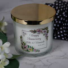 Personalised Any Anniversary Candle Gift 1st, 5th, 10th, 25th, 30th, 40th, 50th, 60th