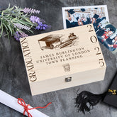 Personalised Graduation Gift Keepsake Box With Hat and Books Design