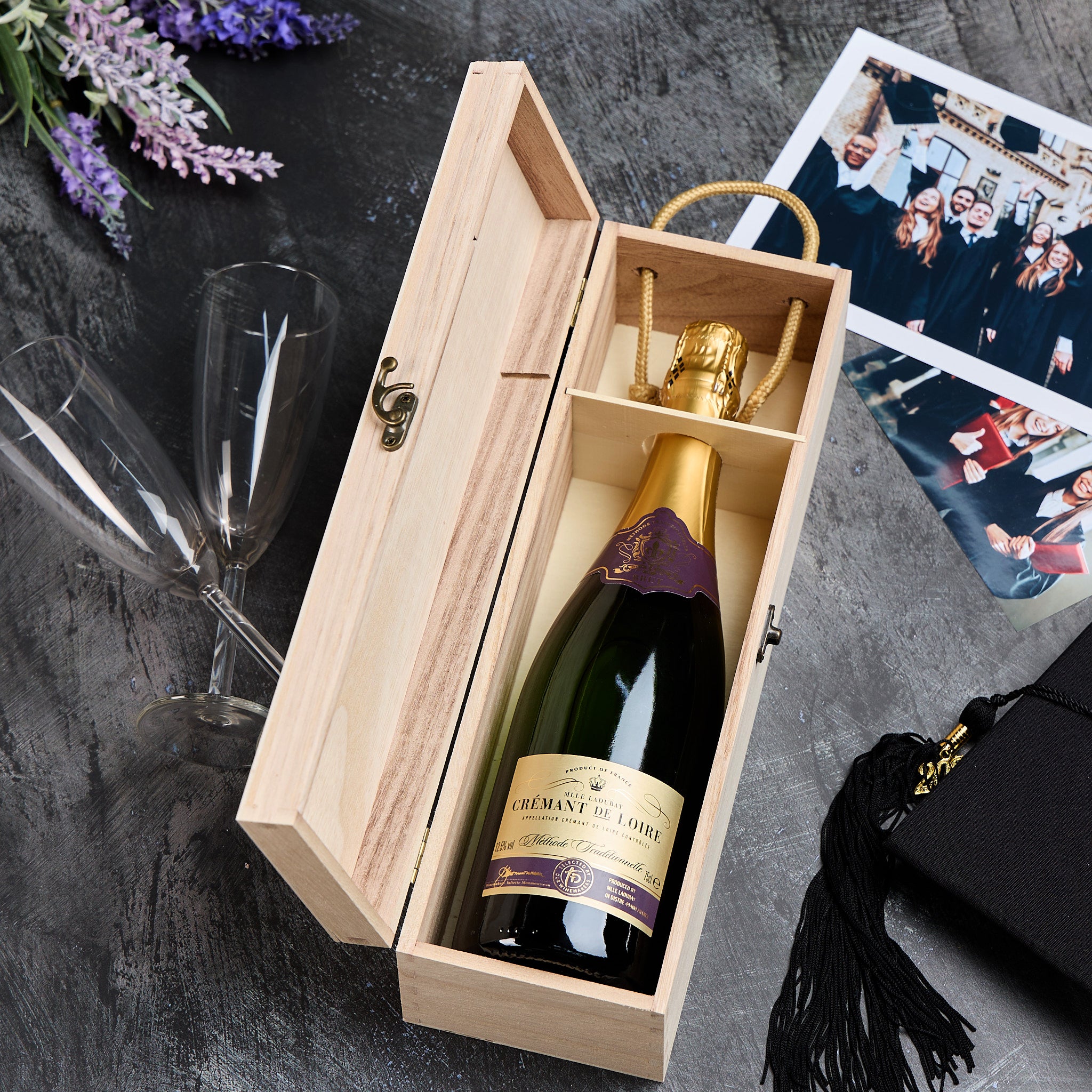 Personalised Male Graduation Wooden Wine or Champagne Box Champagne Bottle Holders ukgiftstoreonline