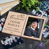 Personalised Graduation Photo Book Frame Solid Oak Wood Gift