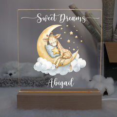 Personalised Baby Gifts Nursery Giraffe Night Light - LED Night Light for restful Sleep - Nursery Bedside Table Lamp - Christening Gift for Baby