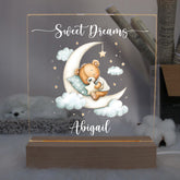 Personalised Baby Gifts Nursery Teddy Night Light - LED Night Light for restful Sleep - Nursery Bedside Table Lamp - Christening Gift for Baby