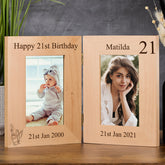 Personalised Solid Oak Wood Double Birthday Photo Frame Any Age 18th 21st 30th 40th 50th 60th 70th 80th
