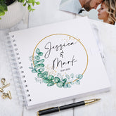 Personalised Wedding Guest Book Scrapbook With Eucalyptus Wreath Design