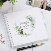 Personalised Baby Shower Guest Book, Scrapbook Album Botanical Themed