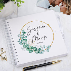 Personalised Wedding Guest Book Scrapbook With Eucalyptus Wreath Design