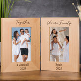 Personalised Solid Oak Wood Family Double Photo Frame with Custom Engraving