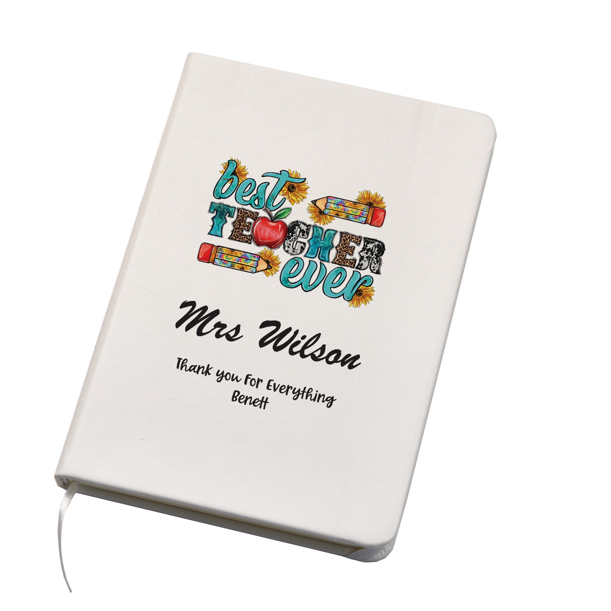 Personalised Best Teacher Gift Leatherette Notebook Personalised Notebook ukgiftstoreonline