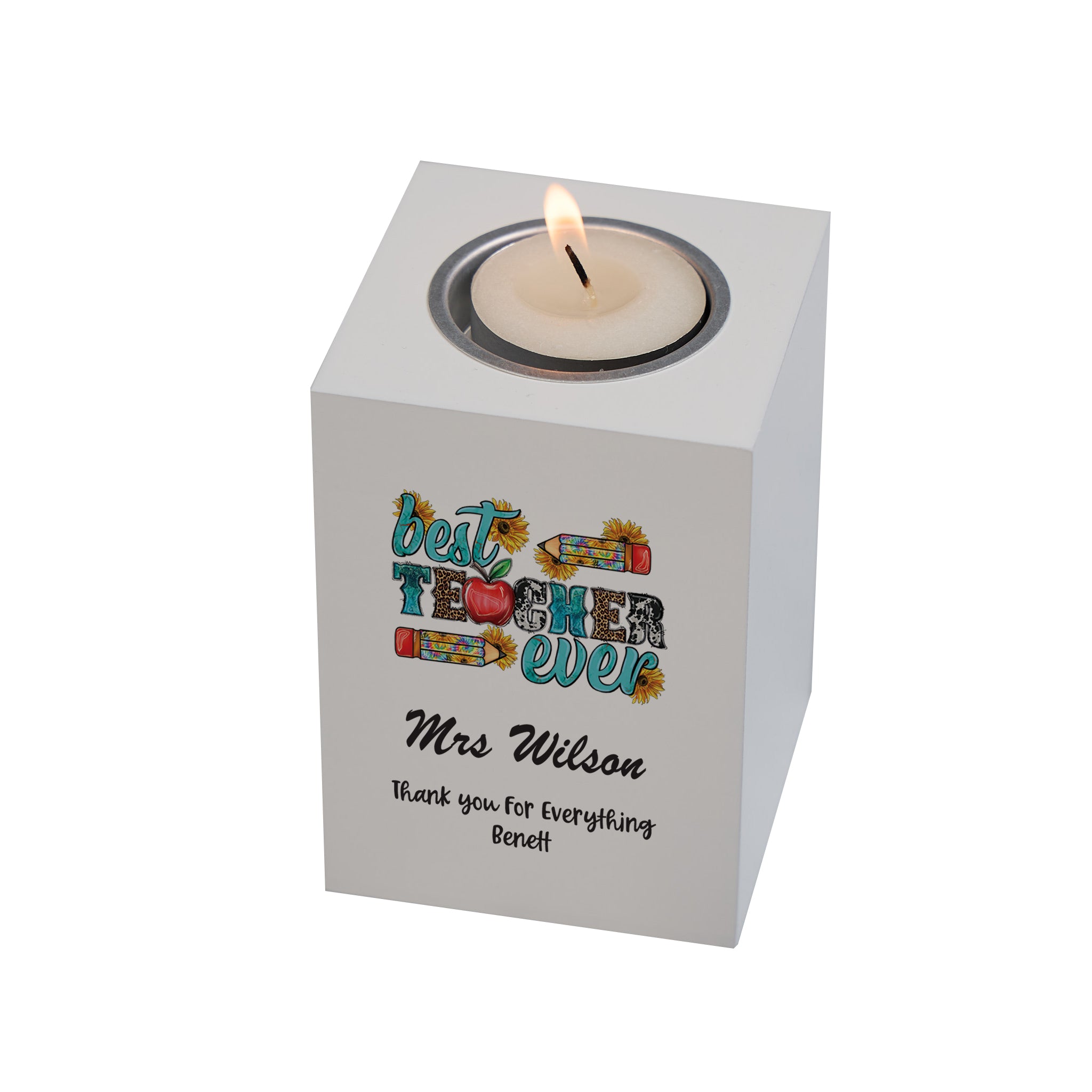 Personalised Best Teacher Ever Gift Tea Light Candle Holder Tea Light Holder ukgiftstoreonline