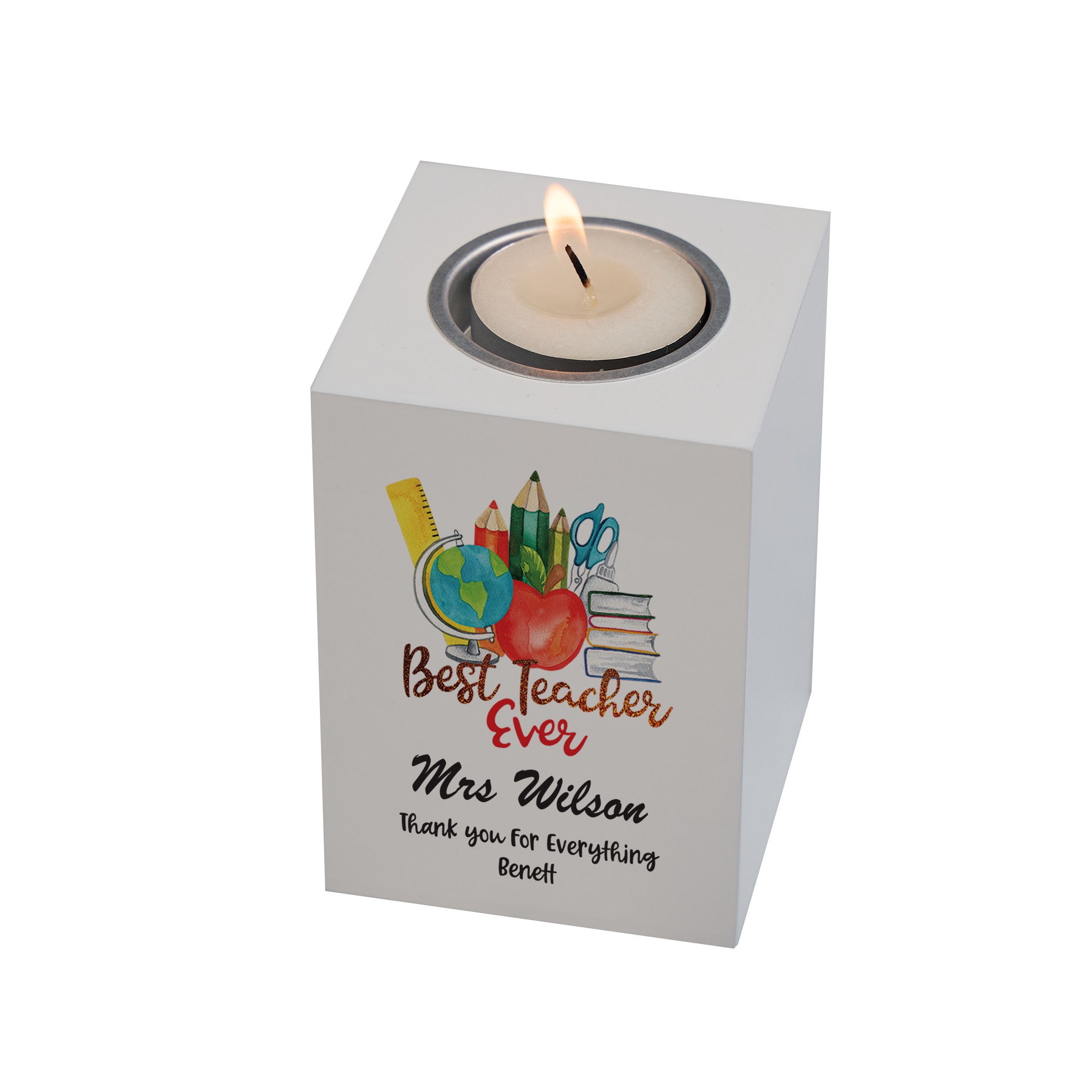 Personalised Best Teacher Gift Tea Light Candle Holder Tea Light Holder ukgiftstoreonline