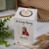 Memorial Wooden Tea Light Holder Bereavement Sympathy Gift With Own Photo