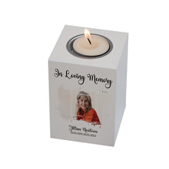 Memorial Wooden Tea Light Holder Bereavement Sympathy Gift With Own Photo
