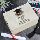 Personalised Large Vintage Graduation Keepsake Box With Hat and Scroll
