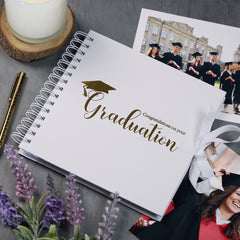 Congratulations On Your Graduation White Scrapbook Photo Album With Foil Print