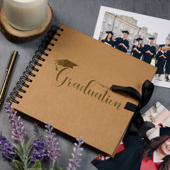 Congratulations On Your Graduation Brown Scrapbook Photo Album With Foil Print