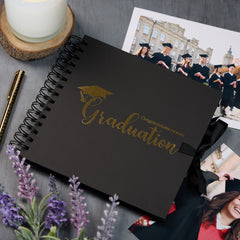 Congratulations On Your Graduation Black Scrapbook Photo Album With Foil Print